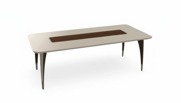 Luxe eettafel voor eetkamer in witte kleur, moderne houten meubels.