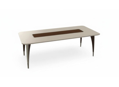 Luxe eettafel voor eetkamer in witte kleur, moderne houten meubels.