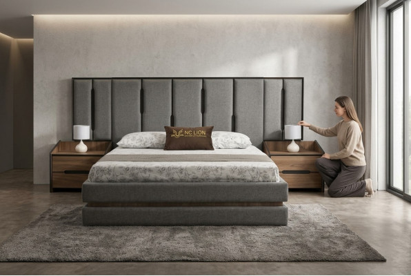 Modern 3-delige slaapkamer set Elegant bed 2x nachtkastjes Compleet