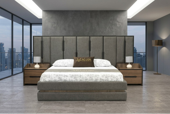 Modern 3-delige slaapkamer set Elegant bed 2x nachtkastjes Compleet