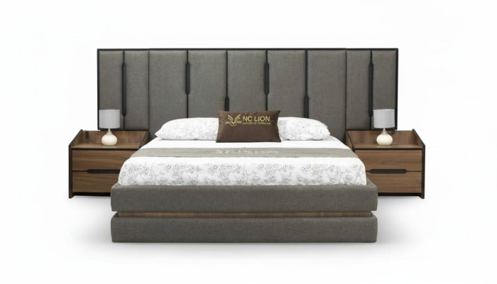 Modern 3-delige slaapkamer set Elegant bed 2x nachtkastjes Compleet