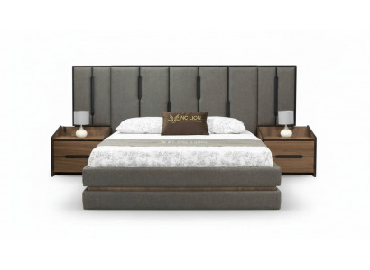 Modern 3-delige slaapkamer set Elegant bed 2x nachtkastjes Compleet