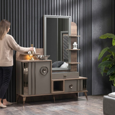 Ontwerp make-uptafel met spiegel luxe slaapkamer meubels 2-delig. Nieuw