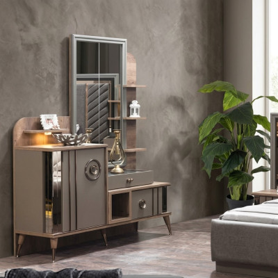 Ontwerp make-uptafel met spiegel luxe slaapkamer meubels 2-delig. Nieuw
