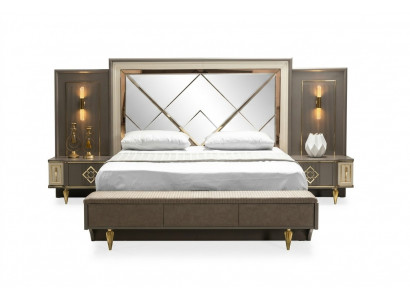 Luxe 3-delige slaapkamerset Bed en 2 nachtkastjes Design Textiel 3-delige sets