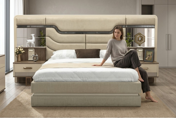 Meubelbedden Luxe Bed 2x Nachtkastjes 3-delig Slaapkamerset Ontwerp