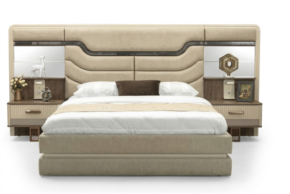 Meubelbedden Luxe Bed 2x Nachtkastjes 3-delig Slaapkamerset Ontwerp
