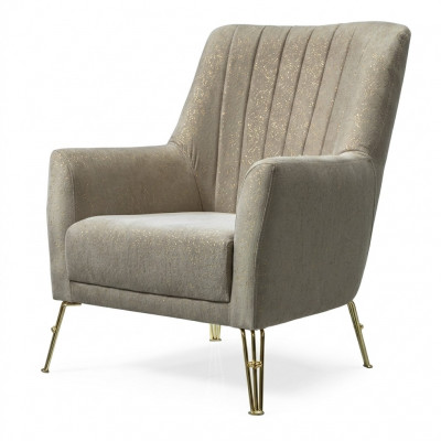 Ontwerp fauteuil Luxe Beige Stoel Relax Hout met Roestvrij Stalen Stoel nieuw