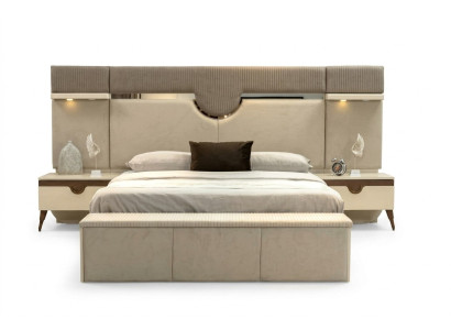 Set van 3 delen slaapkamermeubilair Bed 2x Nachtkastje Stijlvol Meubilair Bedden