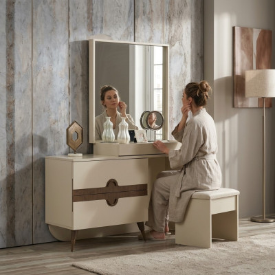 Beige make-up tafel met spiegel Slaapkamermeubilair ontwerp Konso lNeu