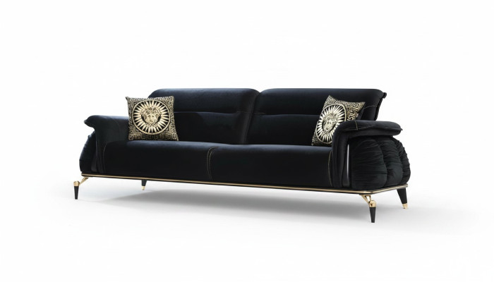 Bankstel 3-zits zwart Chesterfield Designer meubels Woonkamerbanken Luxe