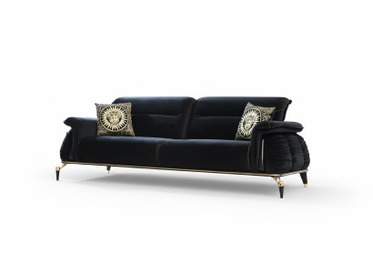Bankstel 3-zits zwart Chesterfield Designer meubels Woonkamerbanken Luxe