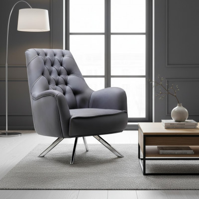 Fauteuil Design Bank Bank Sofa Relax Textiel Bekleding Zitter Luxe Grijs Nieuw