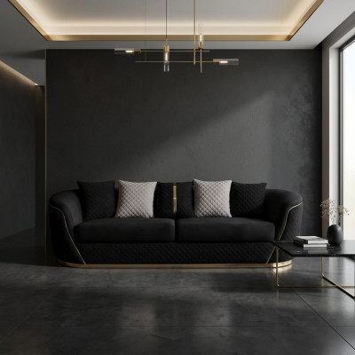 Designer 3-zitsbank Luxe houten meubels Textiel gestoffeerde bankstof