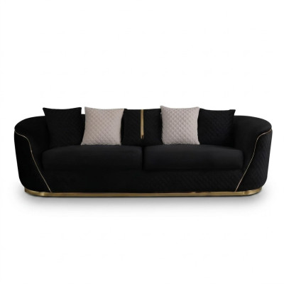 Designer 3-zitsbank Luxe houten meubels Textiel gestoffeerde bankstof