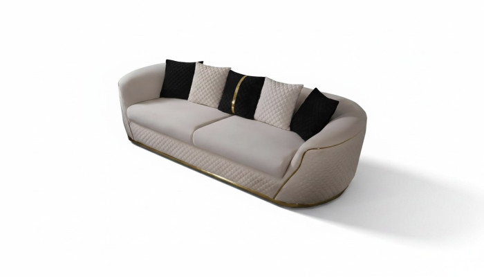 Bankstel 3-zits Designbanken - Wit gestoffeerd textiel - Relax Modern 235cm