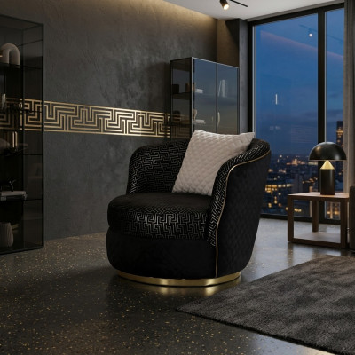 Ontwerp fauteuil 1-zits textiel luxe bekleding Fauteuil zwart Kleur luxe