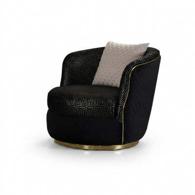 Ontwerp fauteuil 1-zits textiel luxe bekleding Fauteuil zwart Kleur luxe