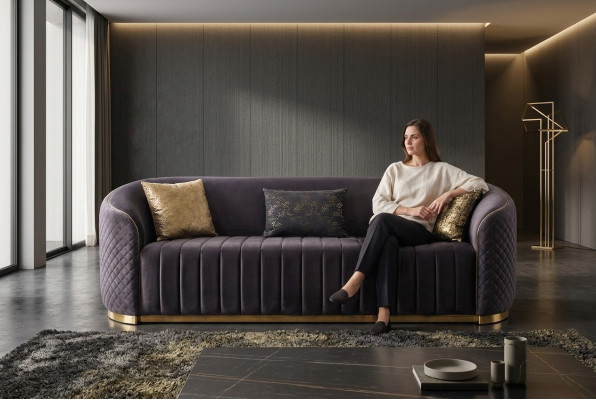 Sofa Luxe Woonkamer Modern Driepersoons Meubel Zwart 3 Zits Hout Textiel