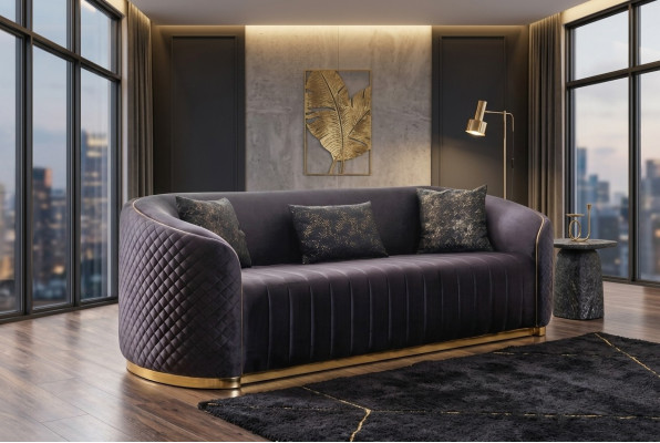 Sofa Luxe Woonkamer Modern Driepersoons Meubel Zwart 3 Zits Hout Textiel