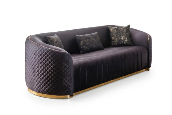 Sofa Luxe Woonkamer Modern Driepersoons Meubel Zwart 3 Zits Hout Textiel