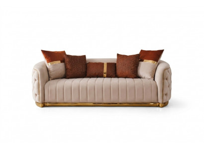 Beige textiel driezits Moderne designer luxe bank Chesterfield beige