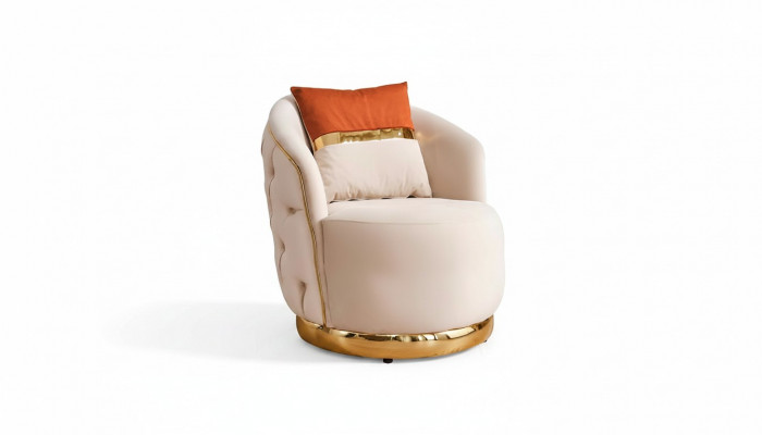 Ontwerp fauteuil luxe beige Relax fauteuil Textiel met roestvrijstalen clubfauteuil