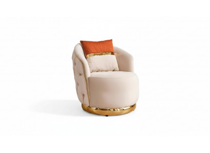 Ontwerp fauteuil luxe beige Relax fauteuil Textiel met roestvrijstalen clubfauteuil
