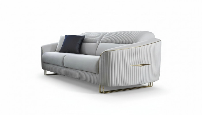 Bank 3-zits gestoffeerde bank wit textiel zitting ontwerp bank modern nieuw
