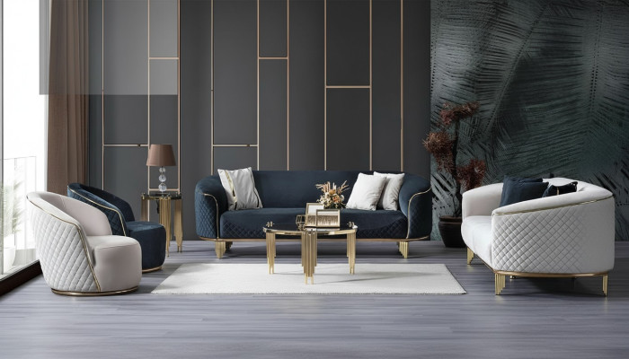 Designer Bankstel Set 4-delig Woonkamer Bankstellen 3-zits Bank Fauteuil Modern Ontwerp