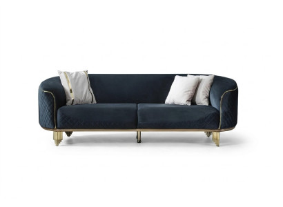 Moderne Nieuwe Bank 3-Zits Gestoffeerde Bank Blauw Textiel Zitmeubel Ontwerp Bank