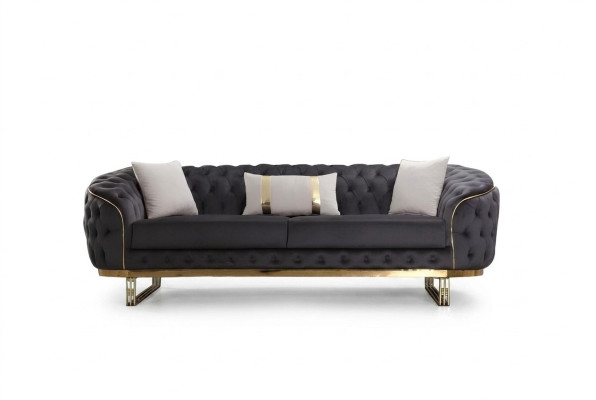 Designer bank 3-zits stof bank gestoffeerde banken design bruin Chesterfield