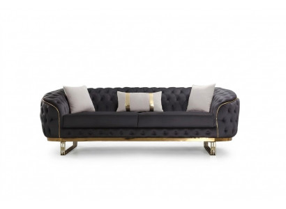 Designer bank 3-zits stof bank gestoffeerde banken design bruin Chesterfield