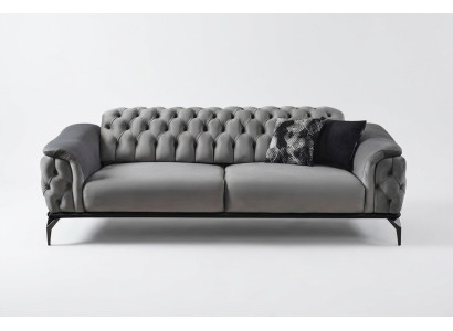 Designerbank 3-zits Chesterfield Bank Stoffen Banken Ontwerp Grijs Zitkussen