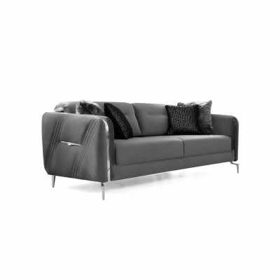Luxe bankstel met drie zitplaatsen, modern, gestoffeerd met textiel, geschikt voor drie personen, 235 cm lang.