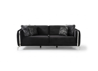 Designer Bankstel 3 zits grote Bank Gestoffeerde Banken Design zwart Fluweel Meubelen