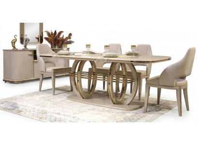 Eettafel Eettafel Eethoek Eetkamer meubilair Tafel Hout Goud Beige