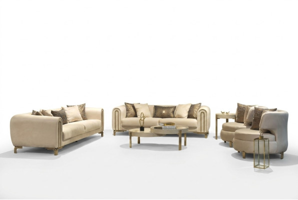Bankstel 3+3+1 zitter Zitkussen Bankstel Set Design Bank Nieuw 4-delig. Stof