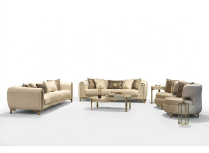 Bankstel 3+3+1 zitter Zitkussen Bankstel Set Design Bank Nieuw 4-delig. Stof