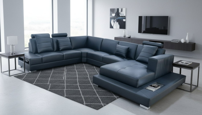 Luxe hoekbank U-vorm zwart bankstel bank bekleding hoekbankstel