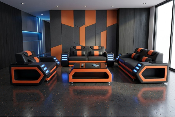 Ontwerper Bankstel Bank Bekledingsset 3+2+1 Leerbank Verlicht Leer