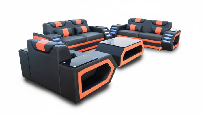 Ontwerper Bankstel Bank Bekledingsset 3+2+1 Leerbank Verlicht Leer