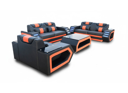 Ontwerper Bankstel Bank Bekledingsset 3+2+1 Leerbank Verlicht Leer
