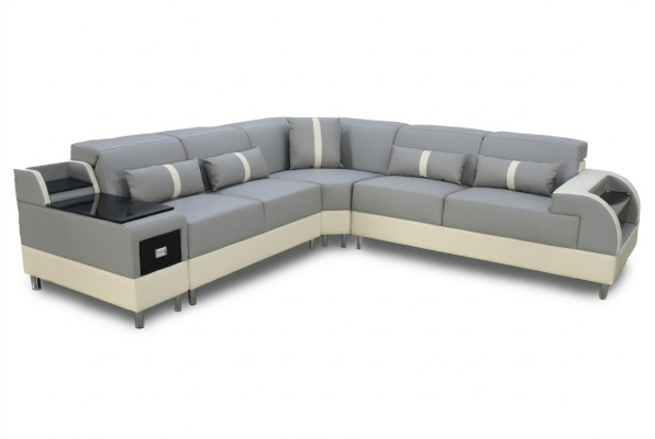 Hoekbank L-vorm Bank Bank Ontwerp Bekleding Modern Hoekbank Grijs