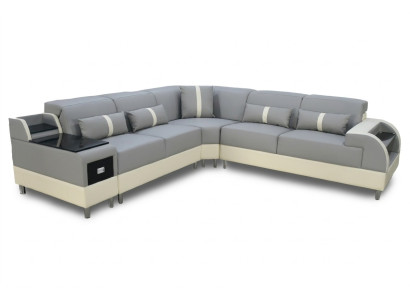 Hoekbank L-vorm Bank Bank Ontwerp Bekleding Modern Hoekbank Grijs