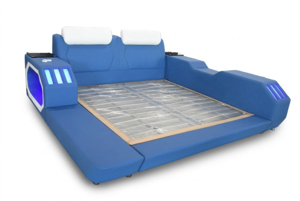 Multifunctionele bedden Led Luxe Design Blauw Bed Hotel Tweepersoons 180x200