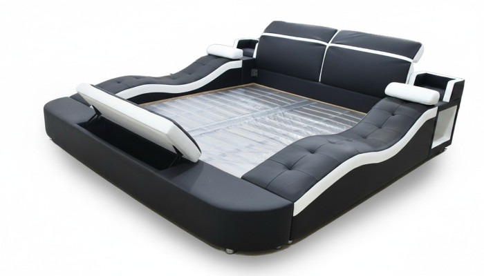 Multifunctioneel bed voor twee personen in een groot hotel met zachte slaapkamermeubilair.