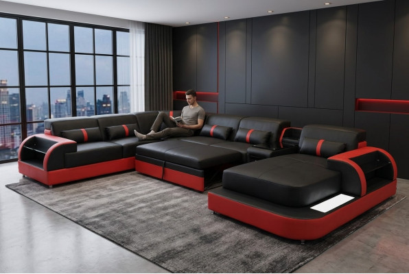 Multifunctionele bank bank woonlandschap banken gestoffeerd banken LED bed-functie