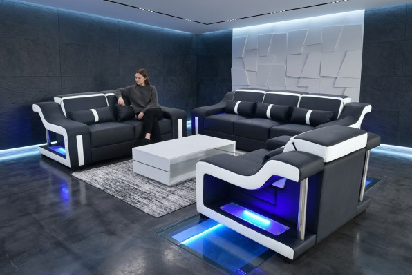 Sofaset 3+2+1 zits set Designbank Beklede banken Verlichte bank