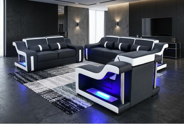 Sofaset 3+2+1 zits set Designbank Beklede banken Verlichte bank
